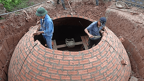 Hầm biogas xây dựng từ vật liệu gạch